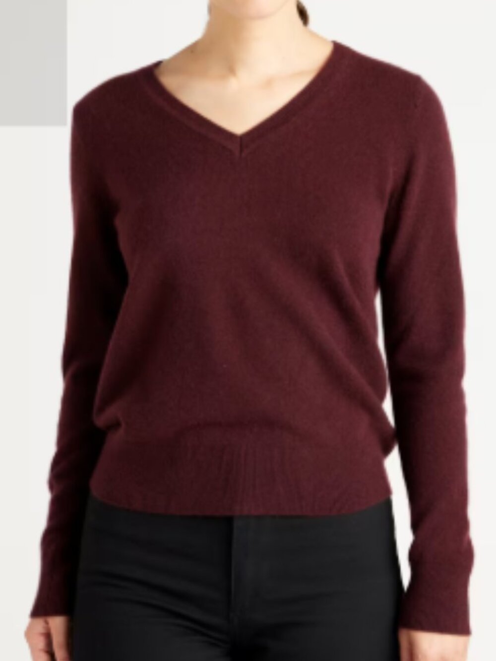 NWT Quince 100% Mongolian Cashmere V-Neck Sweater Burgundy M
